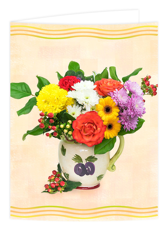 colourful bouquet of flowers greetings card
