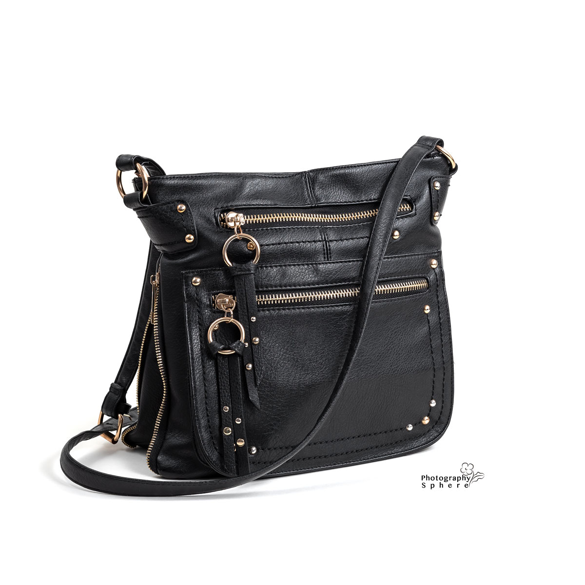 black genuine leather handbag image